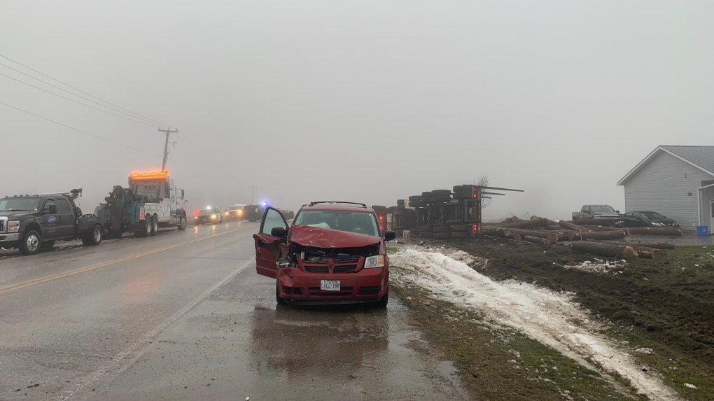 Trucking company, driver charged after crash in Mapleton scattered logs ...